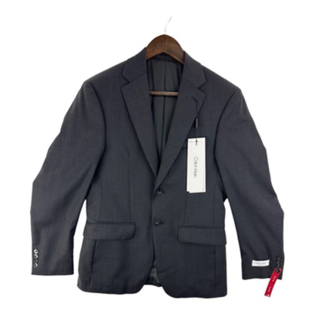 Calvin Klein Blazer Sport Coat Wool Blend Modern Fit Gray 36 Short